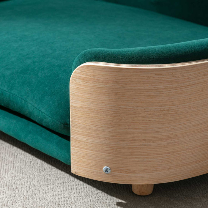 Tucker Murphy Pet™ Solid Wood Dog Bed Pet Sofa Elevated Velvet Cushion